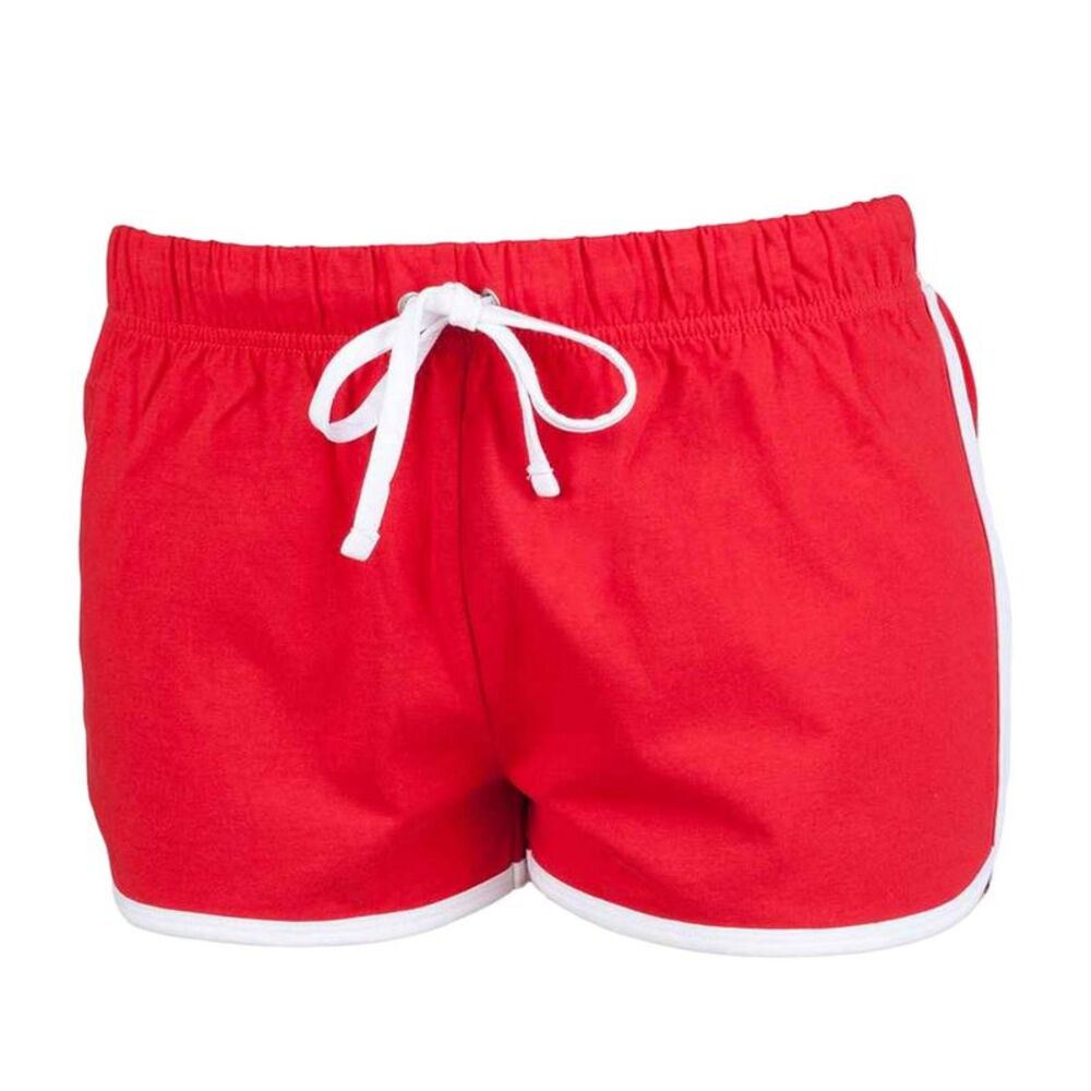 Skinni Fit Womens/Ladies Retro Shorts / Red/White